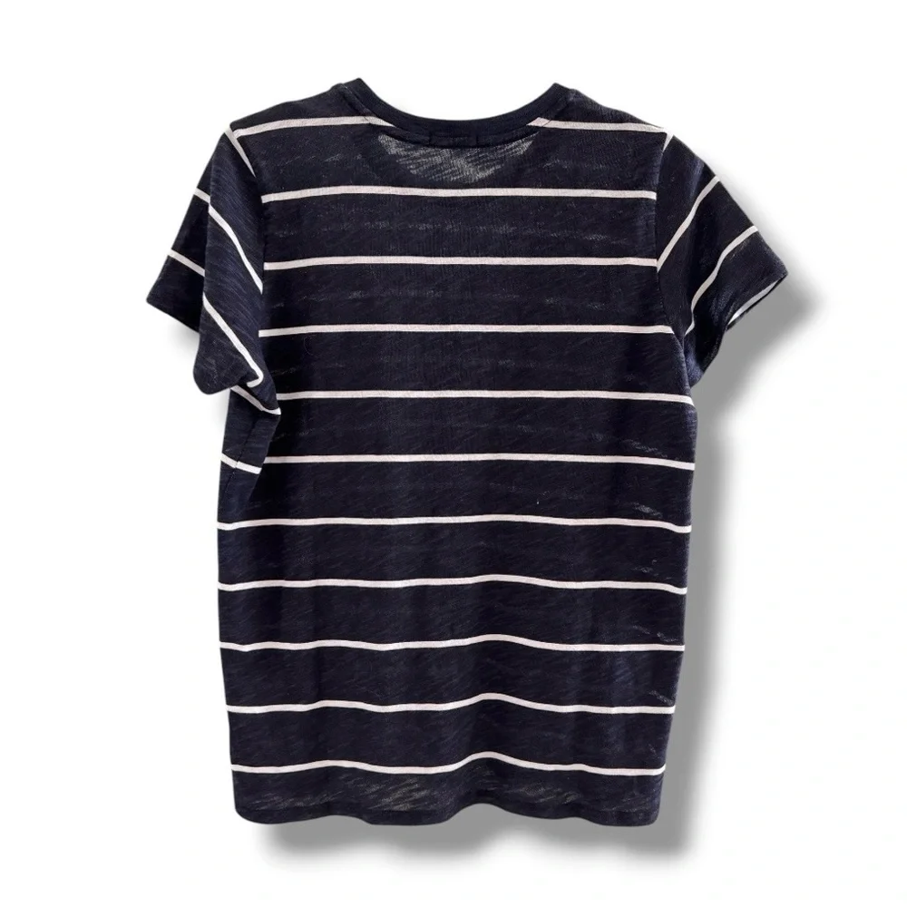 🆕💕ATM Striped School Boy T-Shirt Horizontal Stripes • NAVY & WHITE • L/G • NWOT - Picture 2 of 6